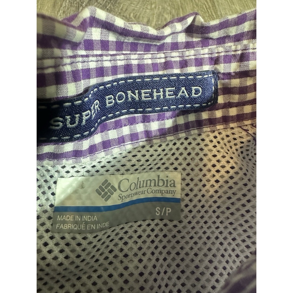 LSU Tigers Columbia PFG Long Sleeve Button Vented Check Mens Small Bonehead - Picture 3 of 7